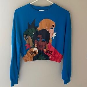 Lo Harris Women S Blue Cropped Sweatshirt I Have a Voice Diversity Top Shirt